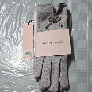 BCBGeneration Gray Gloves with Silver Bow Accent